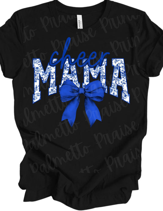 Cheer Mama / Dance Mama Tee - Spirit Shirt with Blue Bow