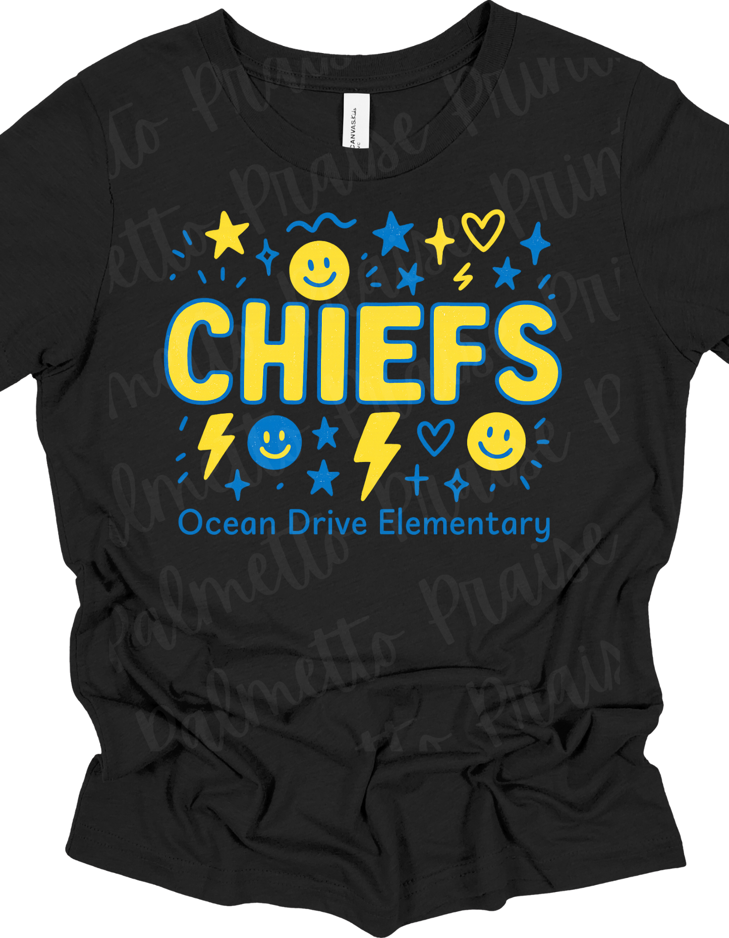 Smiley Stars School Spirit Tee (Customizable School Name)