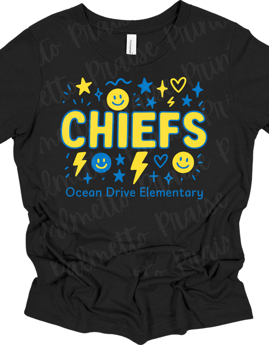 Smiley Stars School Spirit Tee (Customizable School Name)