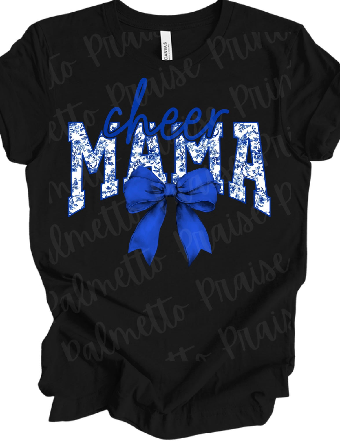 Cheer Mama / Dance Mama Tee - Spirit Shirt with Blue Bow